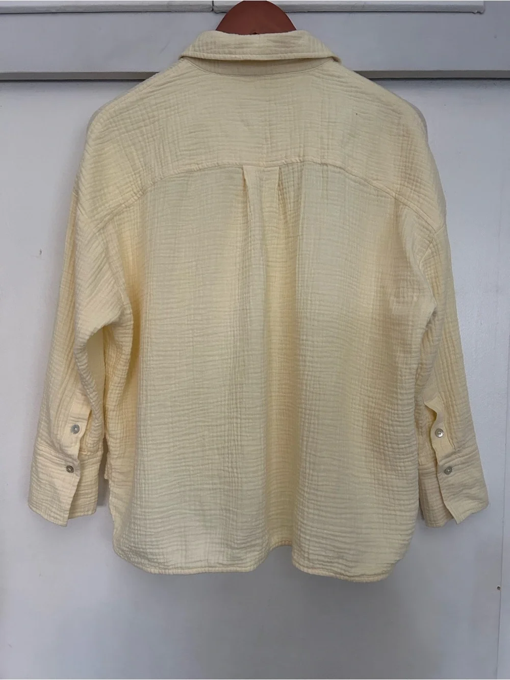 Magaschoni Butter Yellow Organic Cotton Gauze Oversized Button Down Boho XS